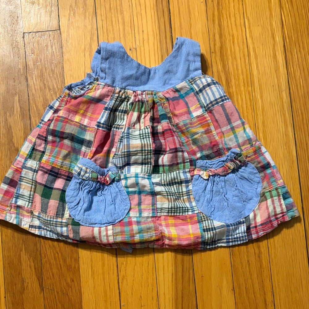 Plaid Kids Dress with Blue Accents